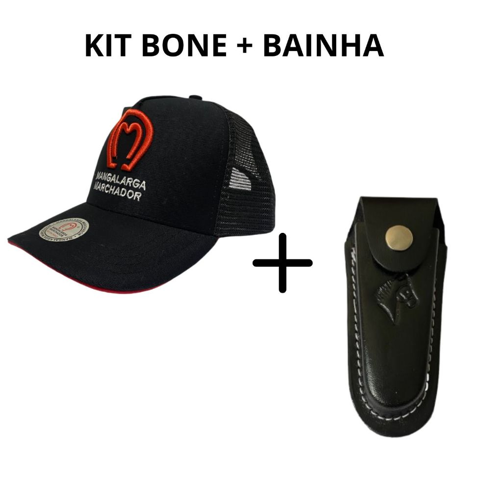 Kit Boné Country Rodeio Mangalarga Unissex + Bainha para Canivete em Couro