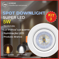 Luminária Spot Led Redondo Direcionável 5W Embutir Gesso Teto Luz Fria Luz Quente Bivolt Spot