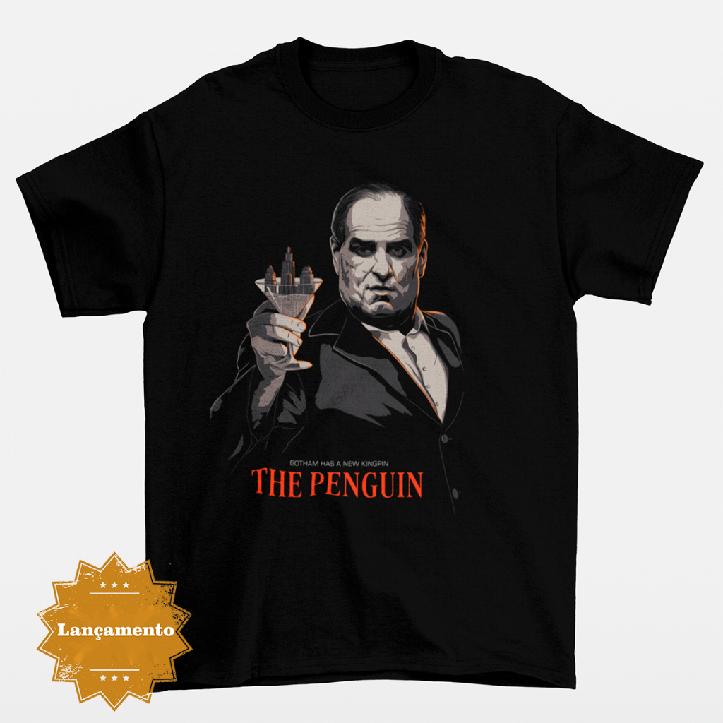 Camiseta O Pinguim The Penguin HBO Than Serie Mics DC Comics Camisa Preta Unissex Masculina Feminina Algodão DTF