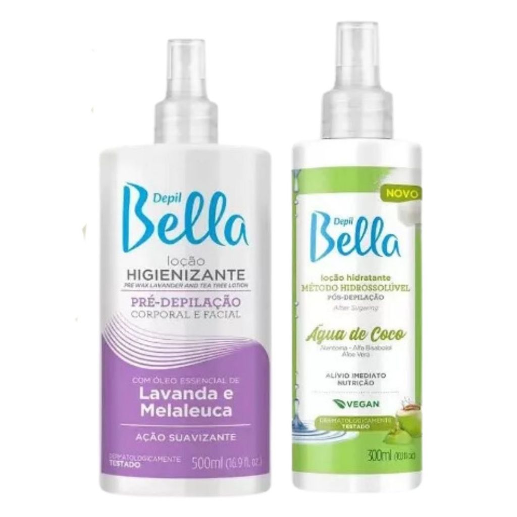 Kit Loção Pré Lavanda e Melaleuca 500ml E Loção Pós Água de Coco 300ml - Depil Bella