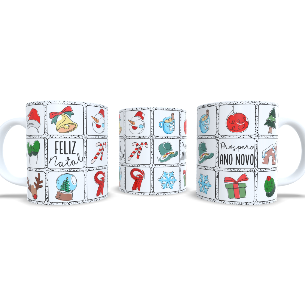 Caneca Natal Personalizada de Porcelana  Xícara Natalinas Feliz Natal e próspero Ano Novo!