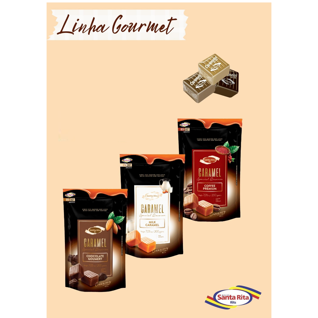 Kit de Caramelos Gourmet Chocolate, Café, Leite, Vegano e Chocolate com Amendoim