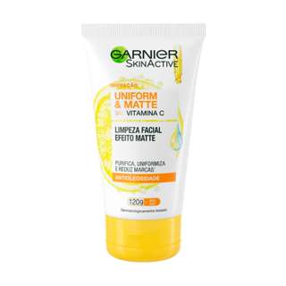 Limpeza Facial Garnier Uniform & Matte Vitamina C Antioleosidade, 120g em Oferta na Shopee