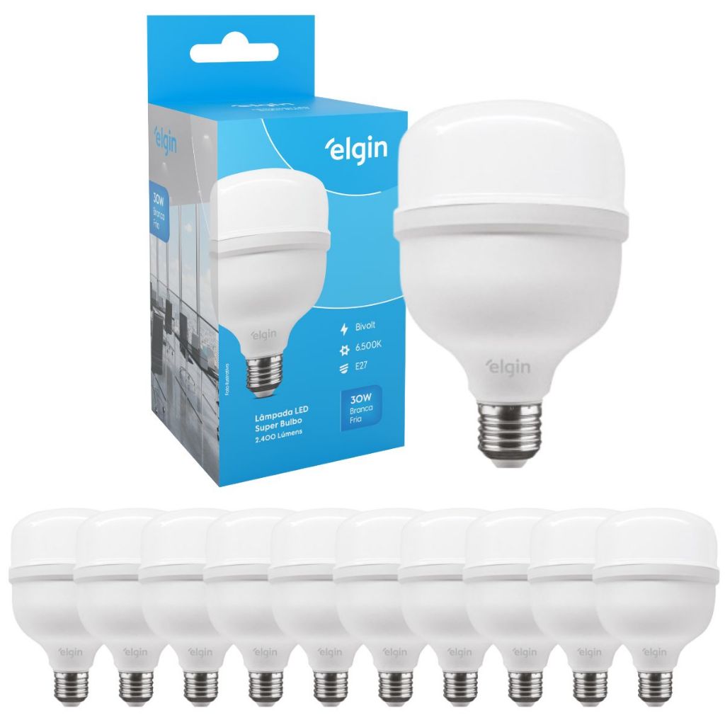 Kit 10 Lâmpadas Super Bulbo Alta Potência Led 40w 6500k - Elgin em Oferta na Shopee
