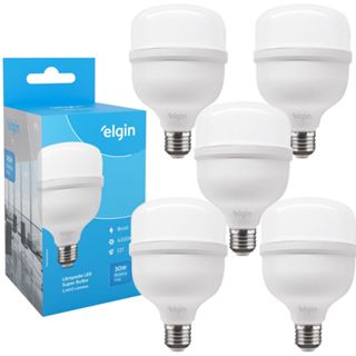 Kit 5 Lâmpadas Super Bulbo Alta Potência Led 30w 6500k - Elgin