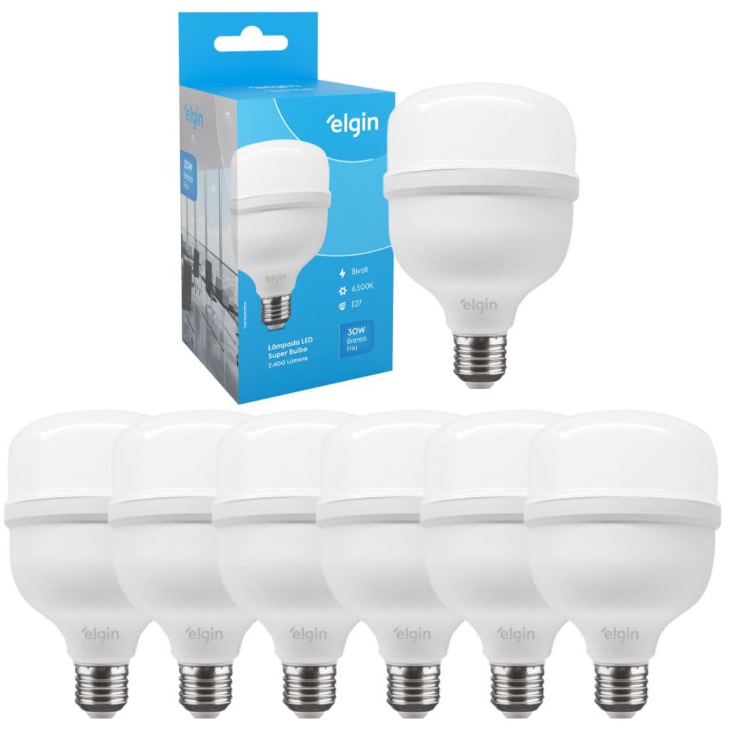 Kit 6 Lâmpadas Super Bulbo Alta Potência Led 40w 6500k - Elgin em Oferta na Shopee