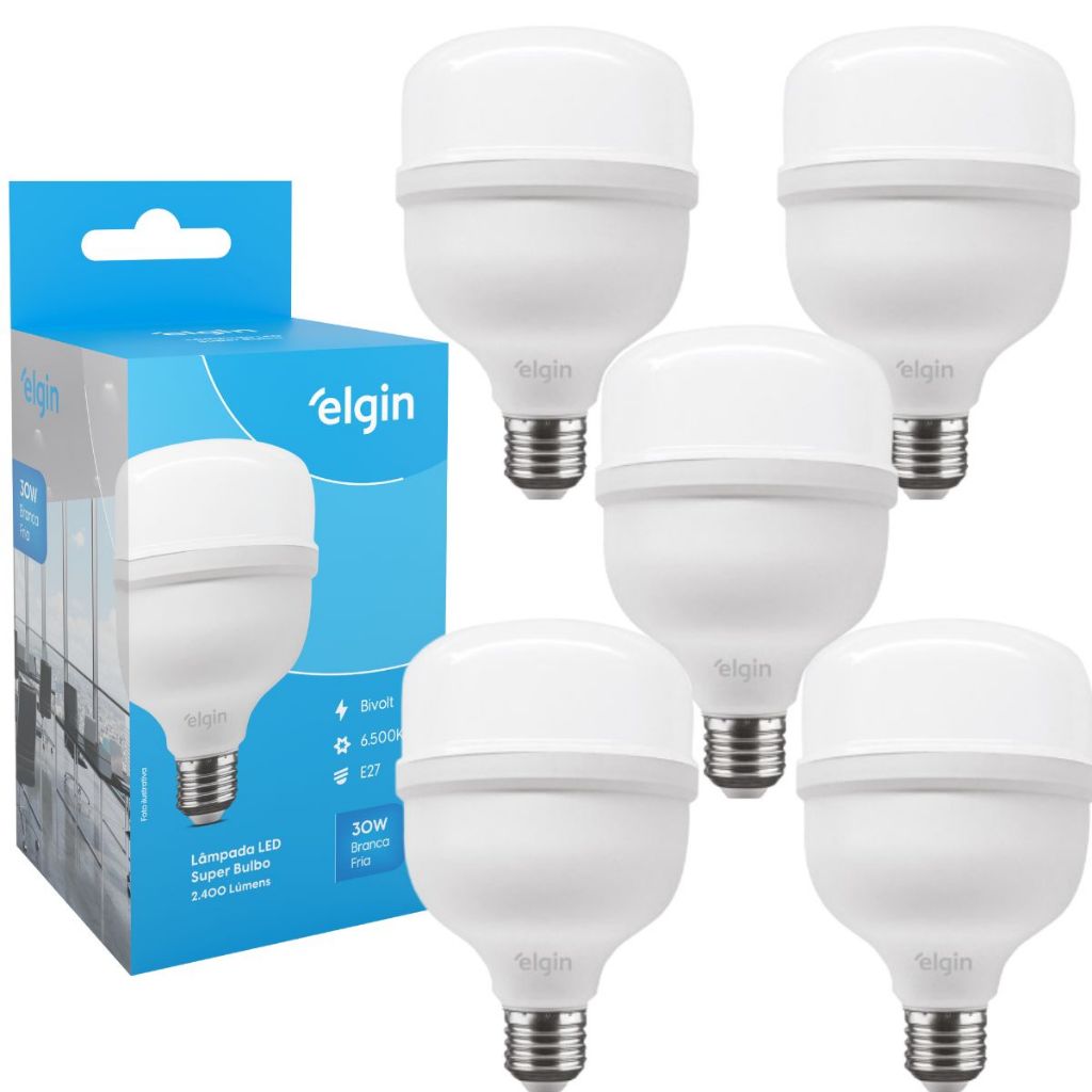 Kit 4 Lâmpadas Super Bulbo Alta Potência Led 30w 6500k - Elgin em Oferta na Shopee