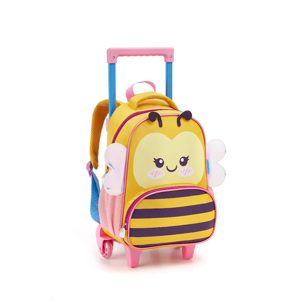 mochila infantil escolar com rodas tamanho P creche bichinhos zoop
