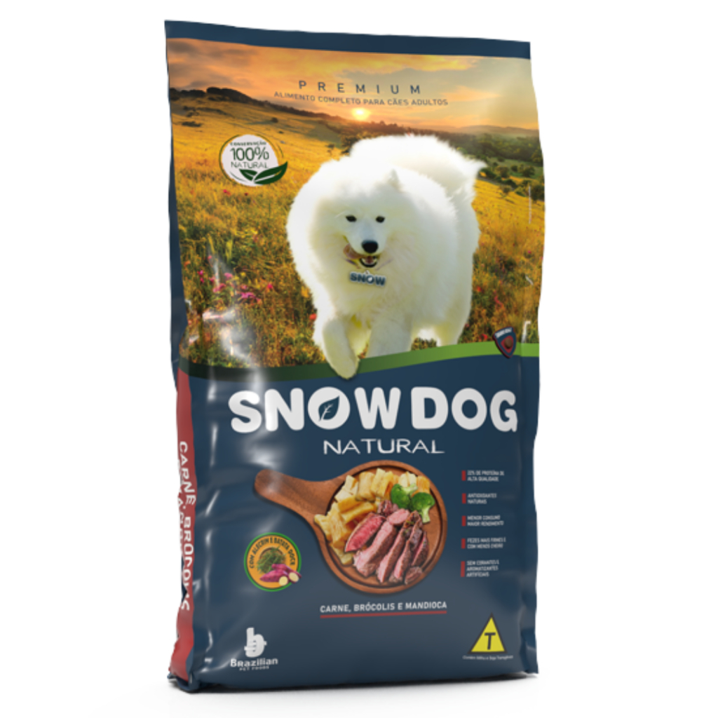 Ração Snow Dog Premium Natural Para Cães Adultos Sabor Carne, Brócolis e Mandioca 15 kg