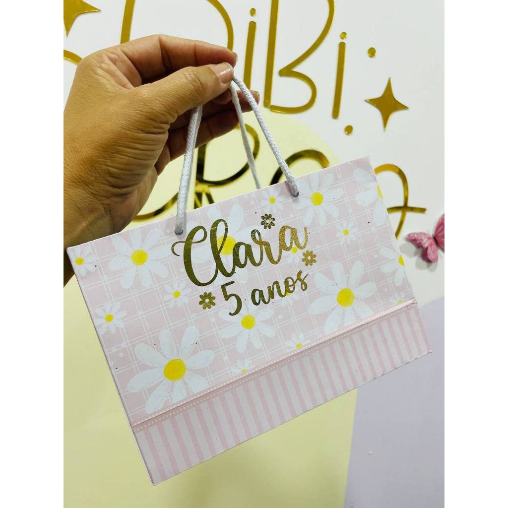Sacolinha surpresa Margaridas / Personalizados/Lembrancinhas/Festa infantil/Aniversário/ Caixa sacola