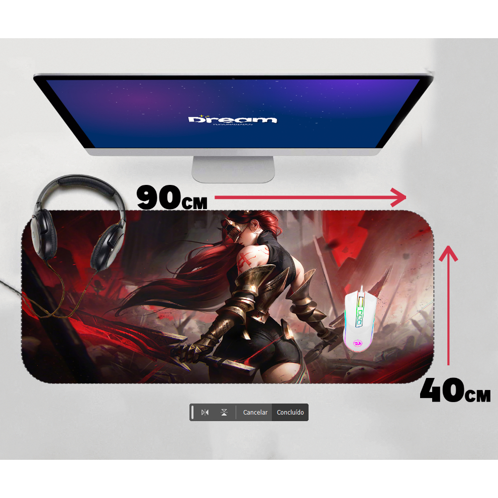 Mouse Pad Gamer The Chosen Wolf Katarina League of Legends LOL Extra Grande 90x40 borda costurada mousepad