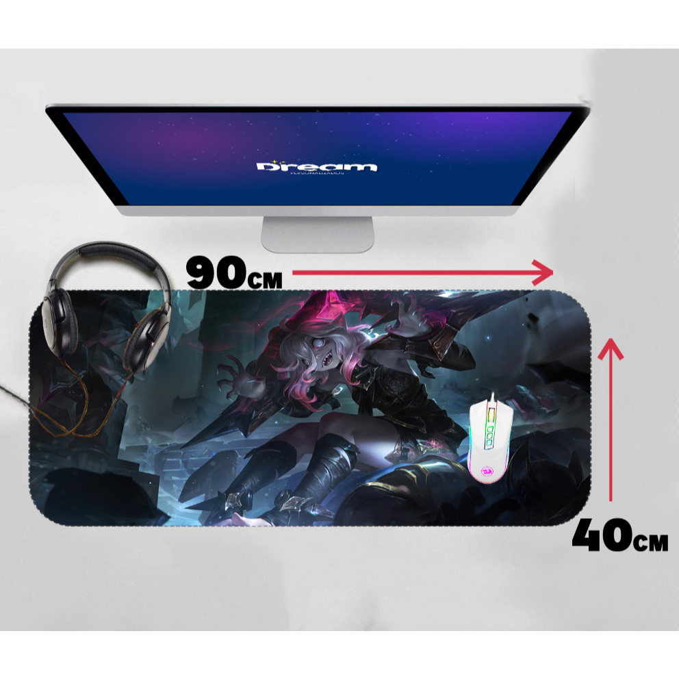 Mouse Pad Gamer Briar League of Legends LOL Extra Grande 90x40 Personalizado borda costurada mousepad