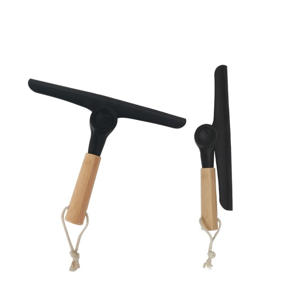 Kit 2 Rodos de Pia Limpa Vidro Articulável Com Cabo de Bambu Multiuso Preto em Oferta na Shopee