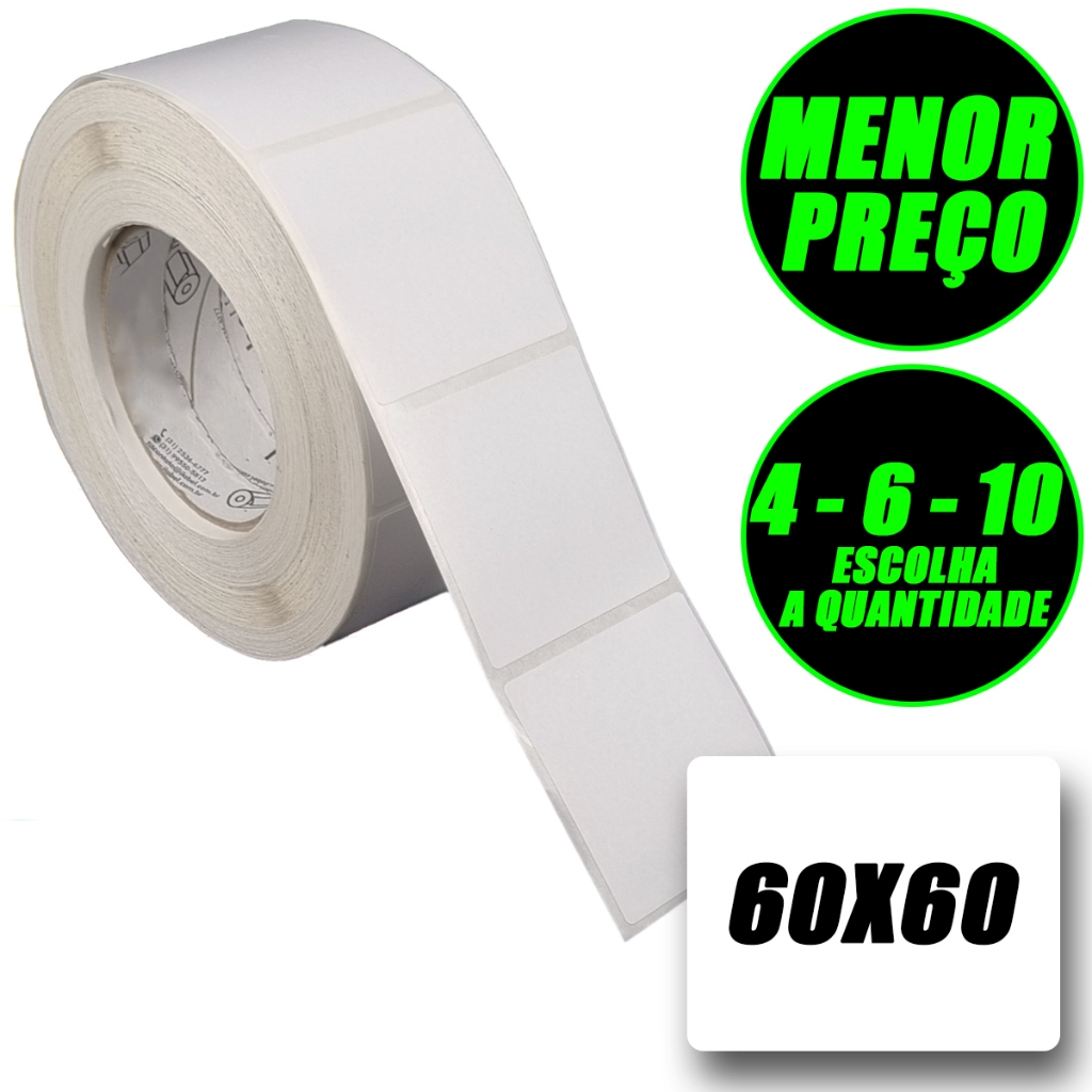 Rolos Etiqueta 60x60 Térmica Adesiva Balança Pacote Com 4 6 10 Rolo Zebra Elgin