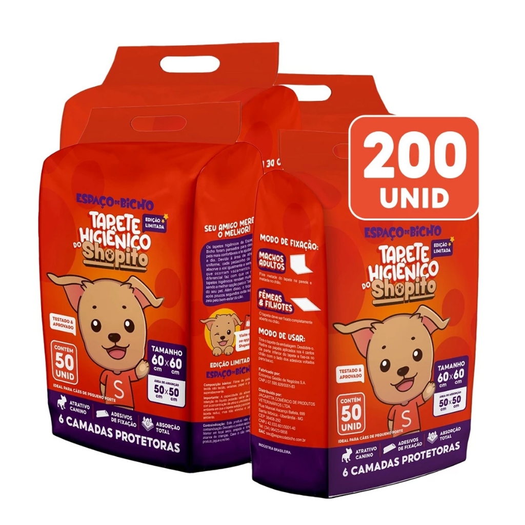 Tapete Higienico Espaço De Bicho Shopito Oficial 200 Unidades Envio Imediato