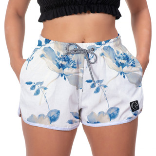 Shorts Feminino Básico Estampados Com Elástico e Cordão Para Ajuste Academia Treino Praia