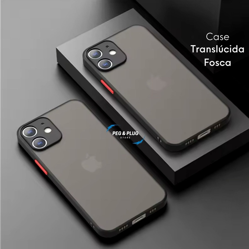 Capa Capinha FOSCA TRANSLÚCIDA FECHADA Preta p/ iPhone e Samsung 7 8 plus XR 11 12 13 14 15 16 PRO MAX