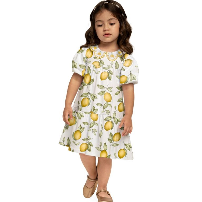 Vestido Festa bebê Estampado Verão Milon - 2000420 Tam 1