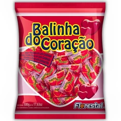 Balinha Do Coração Morango 500g Florestal Bala de Coração Ideal Para Lembrancinhas