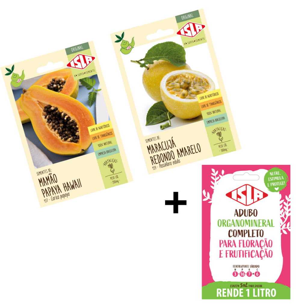 Sementes para Plantação Kit 02 Sementes + 01 Adubo Liquido Verduras Legumes para Plantação