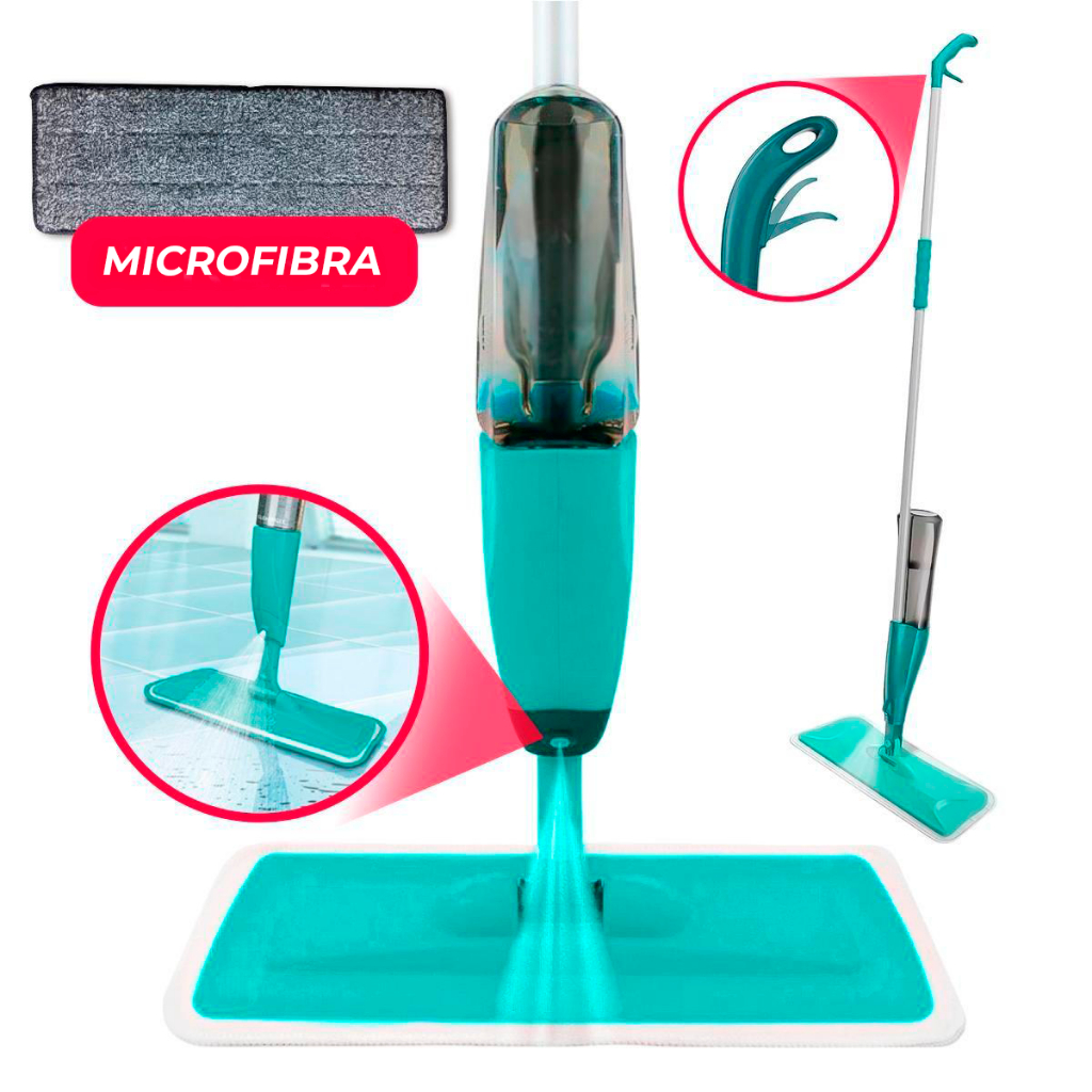 Mop Spray Magico Rodo Esfregão  Reservatório Rodo Limpeza Limpa Seca MOP Spray Refil Envio...