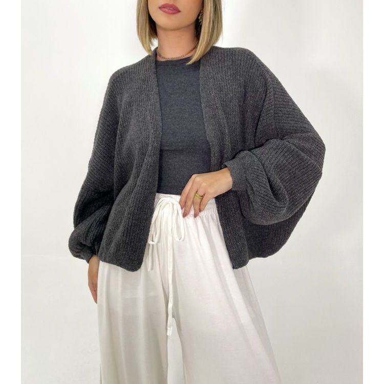 Casaco Curto Mousse Trico Cardigan Feminino Tricô Casaquinho Kimono Macio Inverno 2025 Moura Tricot