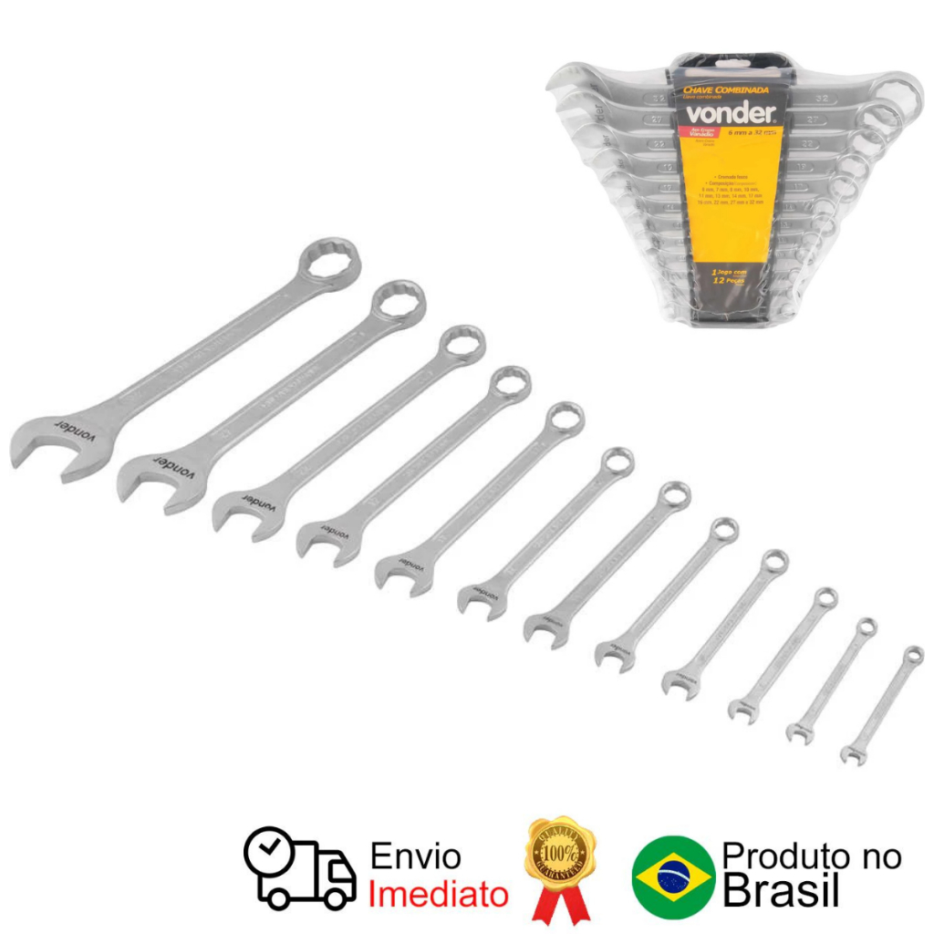 Jogo De Chaves Combinadas 6 A 32 mm Aço Cromo 12 Pçs Vonder em Oferta na Shopee