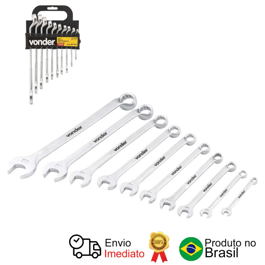 Jogo De Chaves Combinadas 6 A 22mm Aço Cromo 10 Pçs Vonder em Oferta na Shopee