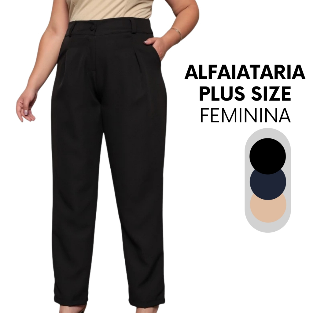 Calça Social Alfaiataria Plus Size Feminina 46 A 52 Social Conforto em Oferta na Shopee