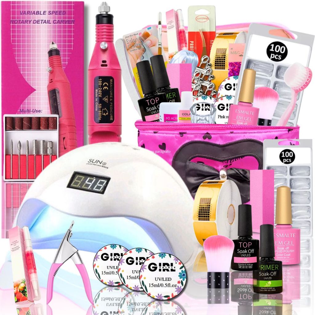 kit unha de gel Completo Cabine Sun Lixadeira Elétrica unha Iniciante- Envio Imediato em Oferta na Shopee