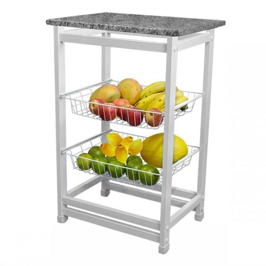 Fruteira com Tampo de Granito e 2 Cestos Branco Utilaço Branco em Oferta na Shopee