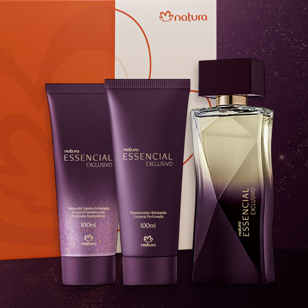 Presente Natura Essencial Exclusivo Feminino (Colônia parfum, desodorante hidratante 100 ml sabonete) kit mae namorados
