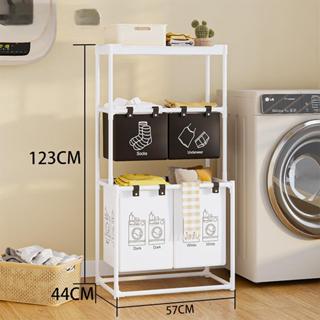 Cesto de Roupa Suja de Aço Dobrável Armazenamento e Organizador Dupla Camada 4 divisórias para lavanderia em Oferta na Shopee