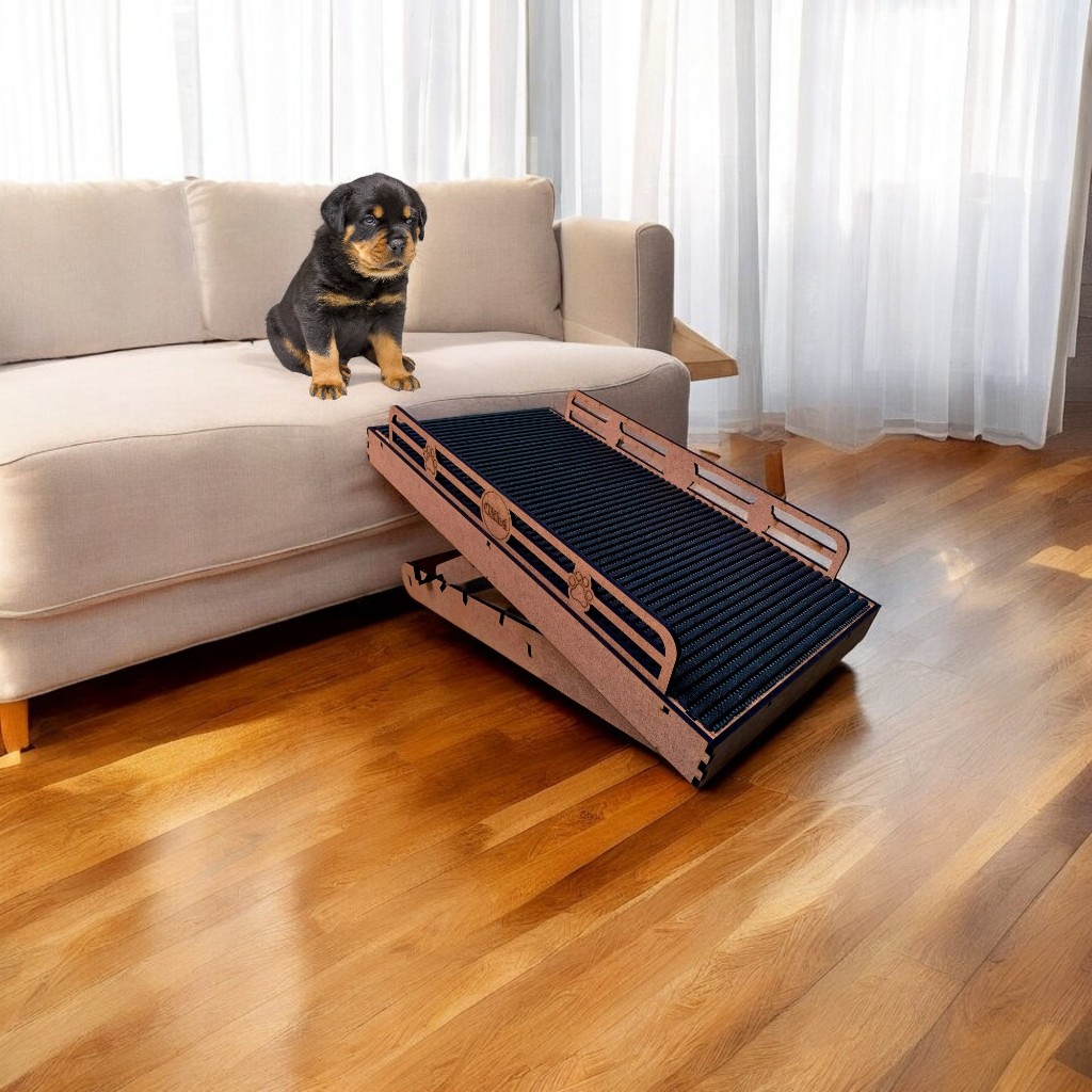 Rampa Pet Antiderrapante Com Regulador de Altura 4 Nivel Resistente Prático Para Cachorros Gatos MDF em Oferta na Shopee