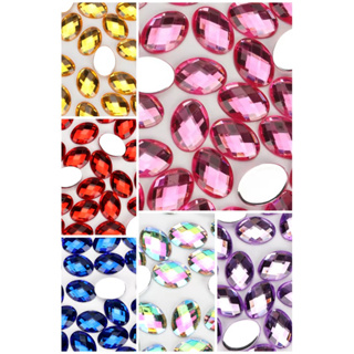 Chaton Oval 10x14mm Acrílico Sem Furo Para Colagem 400 Pcs (8 cores) em Oferta na Shopee