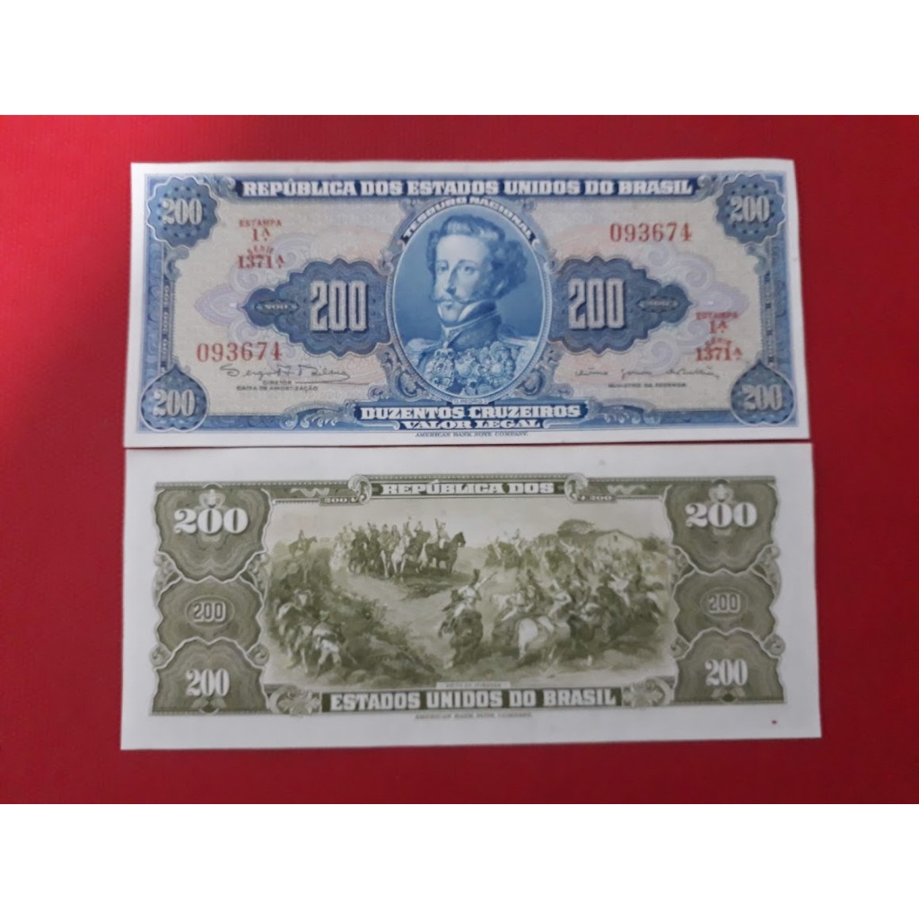 Cedula C 043 200 Cruzeiros 1964 Série 1371 primeira série - Flor de Estampa