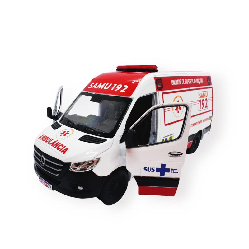 Miniatura Van Ambulância SAMU Sprinter Carrinhos Coleção