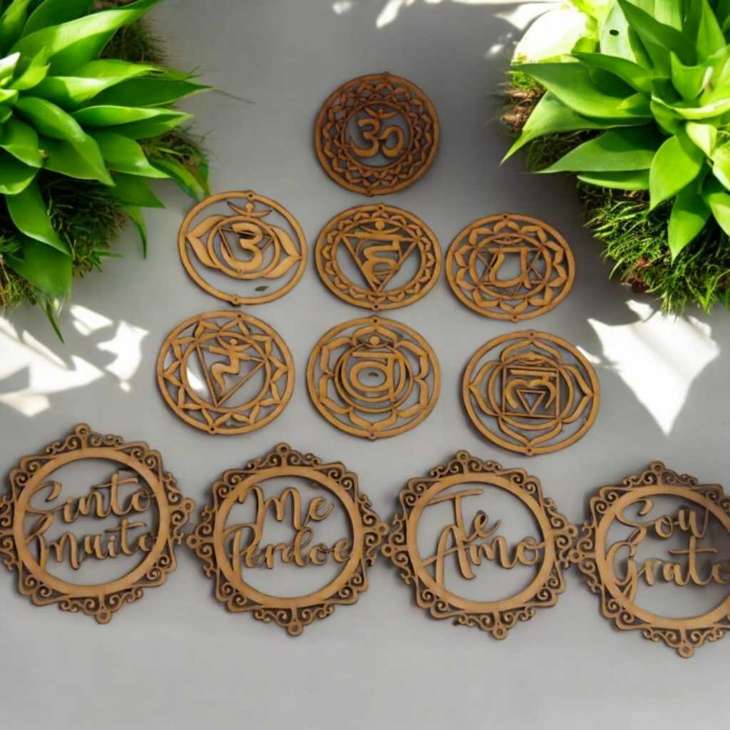 Imagem KITs 7 chakras e Ho'oponono em MDF 3MM Meditação Decoração