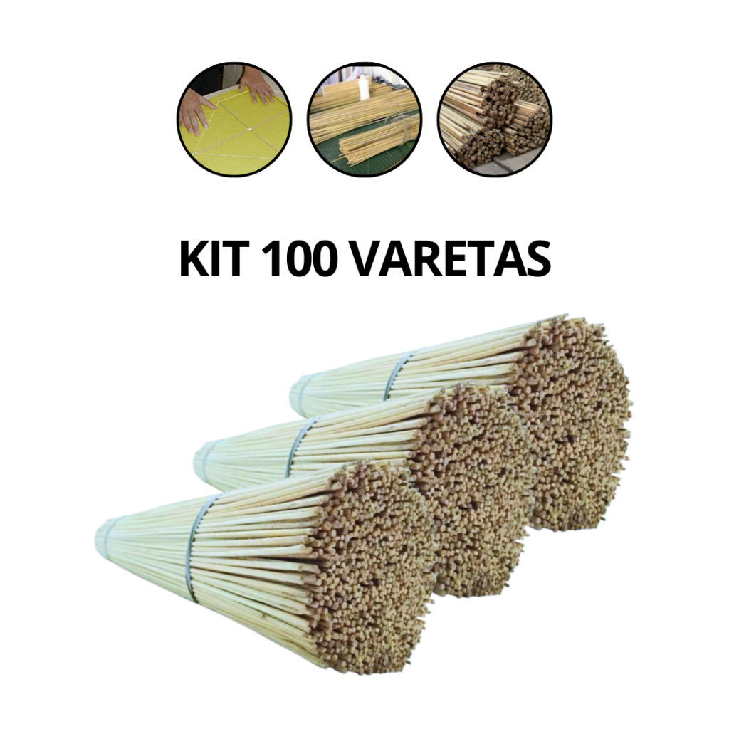 Vareta De Bambu de Qualidade Para Pipas, Papagaios, Raias e Peixinhos 50cm, 55 cm e 60 cm C/ 100, 50 e 25 Unidades