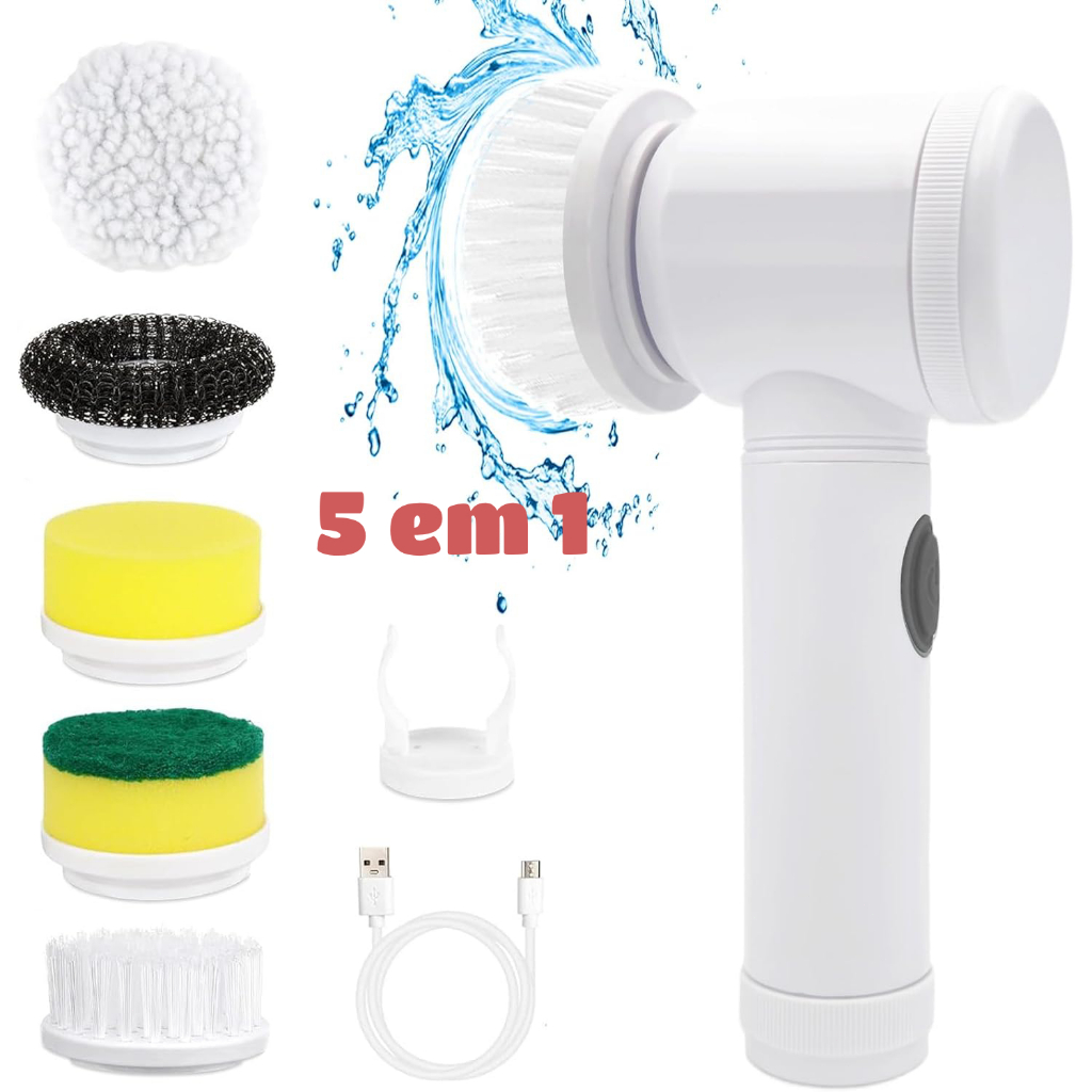Escova Eletrica de Limpeza 5 em 1 Sem Fio Limpador Multiuso Portátil Pratico Para Cozinha ...