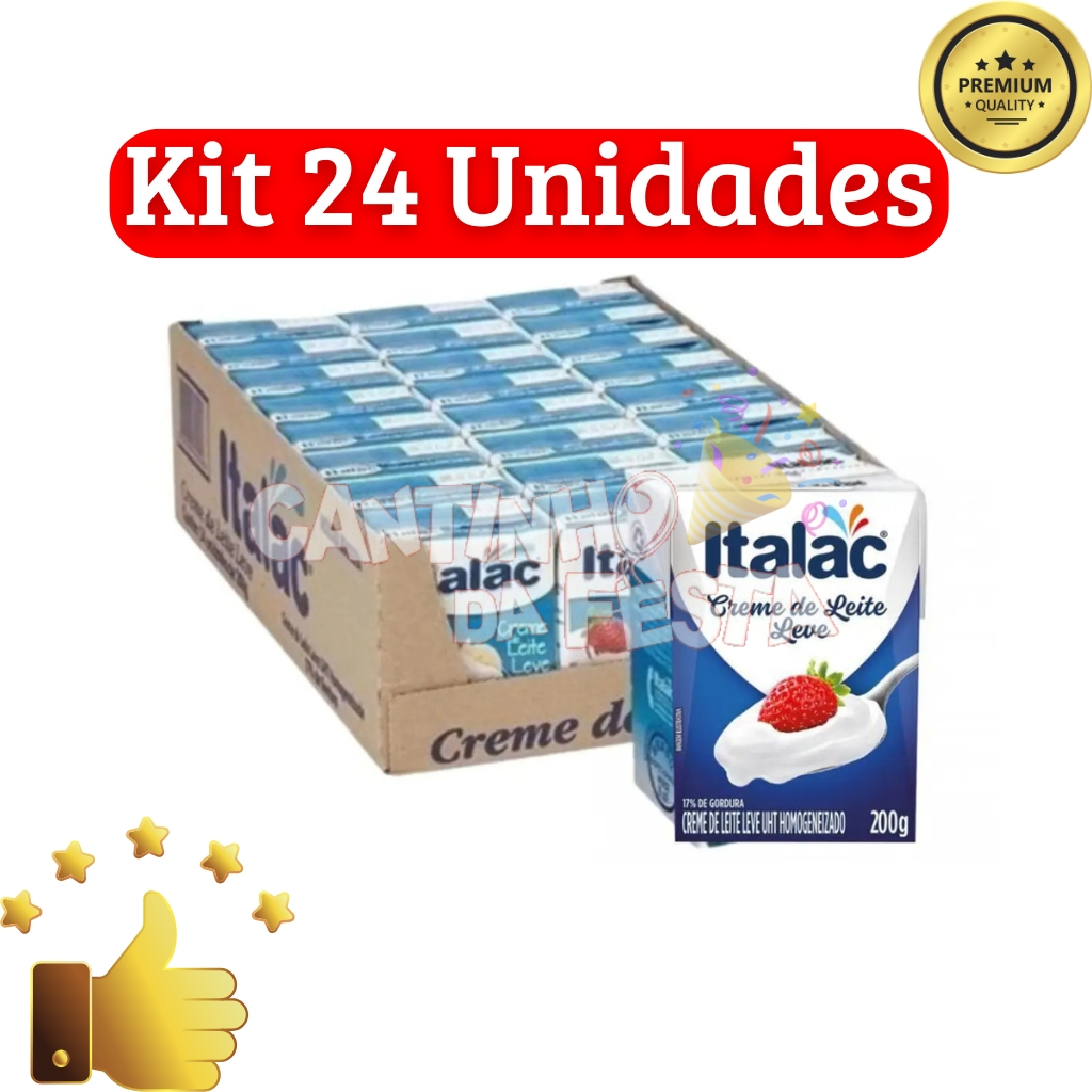 Kit 1 Caixa com 24 Cremes de Leite Italac 200g - Cremoso, Ideal para Sobremesas e Receitas