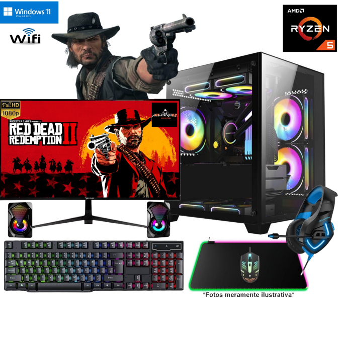 Cpu Gamer Aquário Completo Ryzen 5  + 32GB Ram profissional e gamers