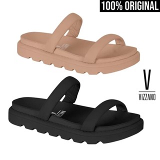 Sandália Papete Feminina Vizzano Tiras Lisa Flatform Tratorado Confortável Original em Oferta na Shopee