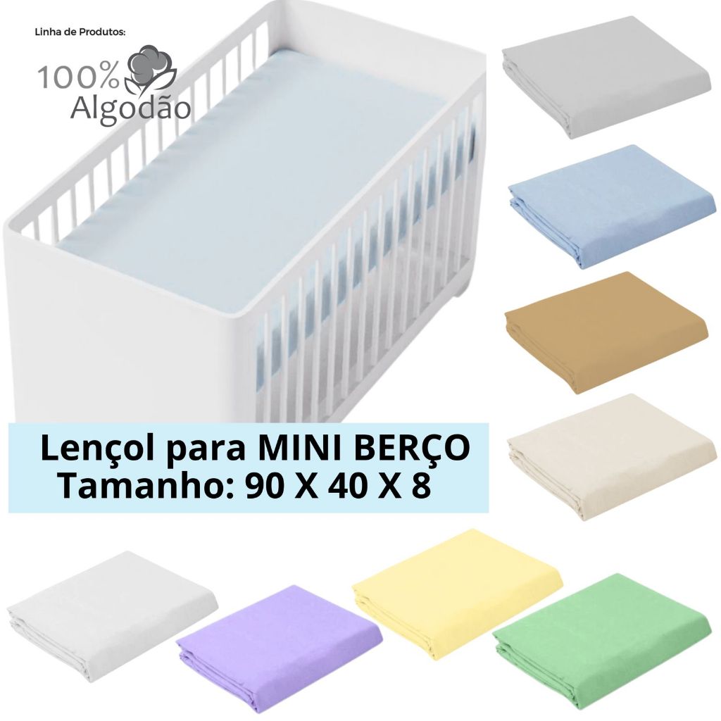Lençol Mini Berço Avulso De Algodão Com Elástico