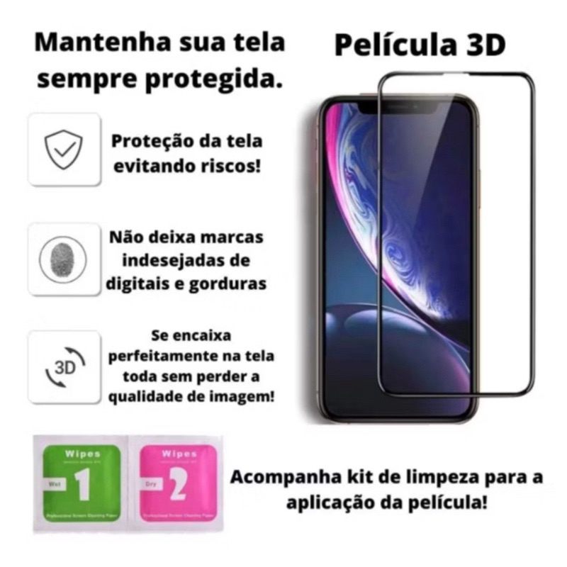 Kit de Acessórios para iPhone – Carregador 20W, Cabo, Película e Capinha em Oferta na Shopee