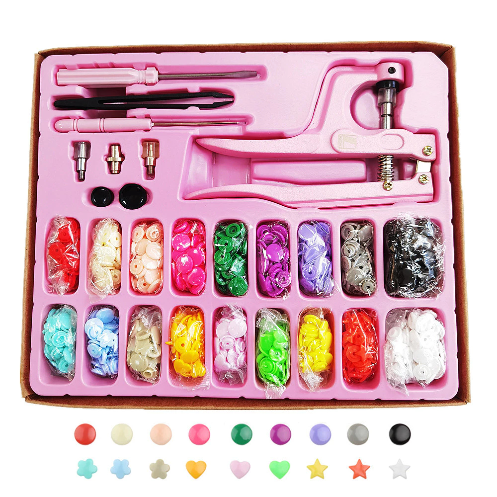 Kit Alicate 3 Em 1 Pregar Botão Pressão Ritas Ilhós Matriz - rosa