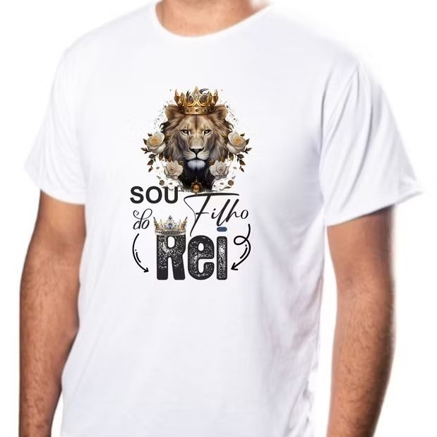 Camiseta Masculina Religiosa Sou Filho do Rei Florida Camisa 100% Poliéster Confortável