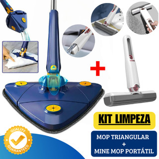 MOP Limpeza Esfregão Triangular Giratório Banheiro Janela Teto  + Mini MOP Esfregão Portátil PREMIUM