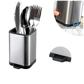 Porta Talher Utensilios Inox Grande Pia Suporte Escorredor 18cm Facil Escoamento em Oferta na Shopee