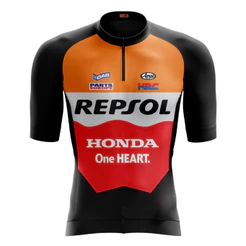 Camisa de Ciclismo Masculina Repsol Manga Curta Equipe Roupa Bike Pedal Mtb